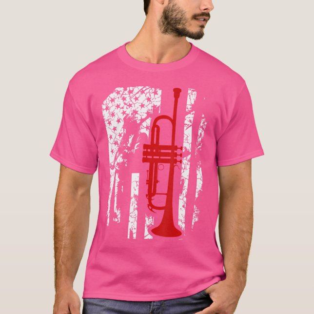 Trumpet Shirt - Trumpet Flagga Shirt T Shirt (Framsida)