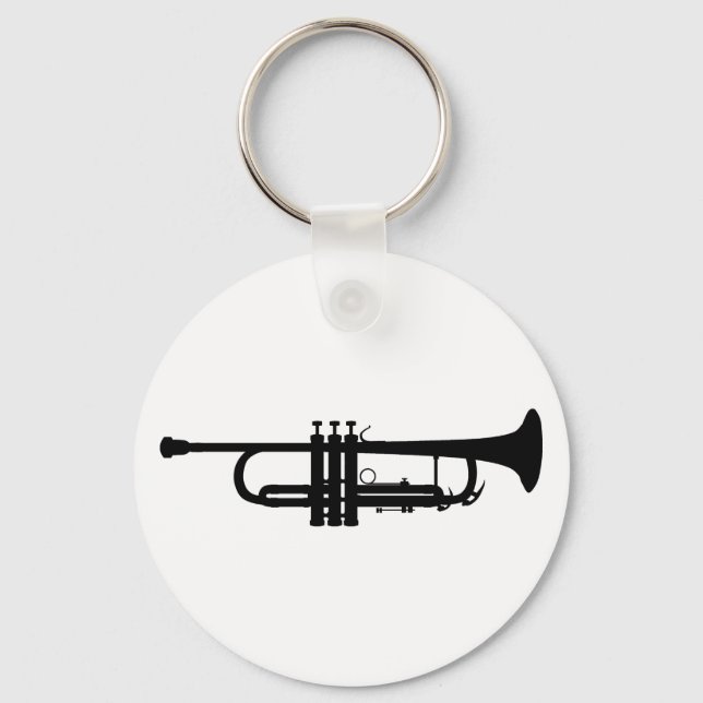 Trumpet Silhouette, brass musikinstrument, horn Nyckelring (Framsida)