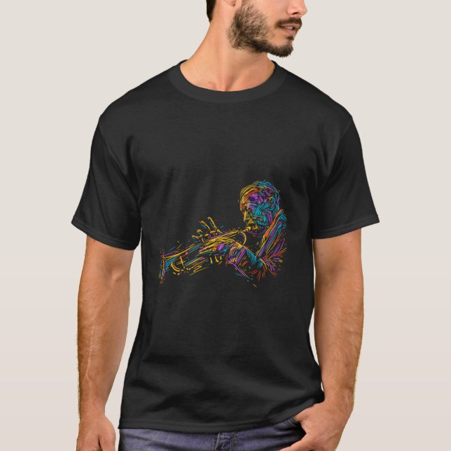 Trumpet Spela upp Jazz Brass Section Multi-Colour  T Shirt (Framsida)