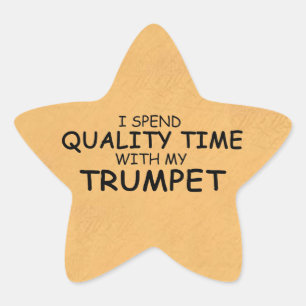 Trumpet Star-etikett för kvalitetstid Stjärnformat Klistermärke