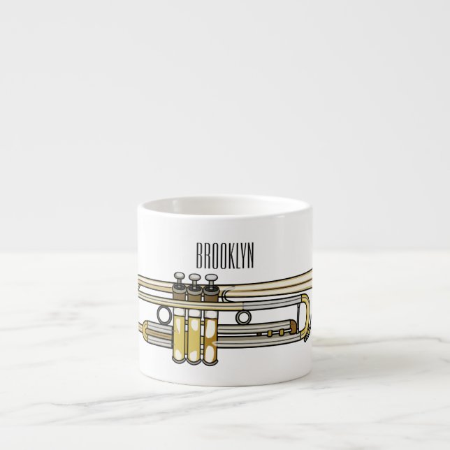 Trumpet tecknad illustration espressomugg (Framsidan)