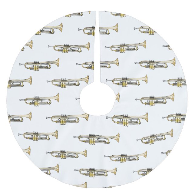 Trumpet tecknad illustration julgransmatta borstad polyester (Framsidan)