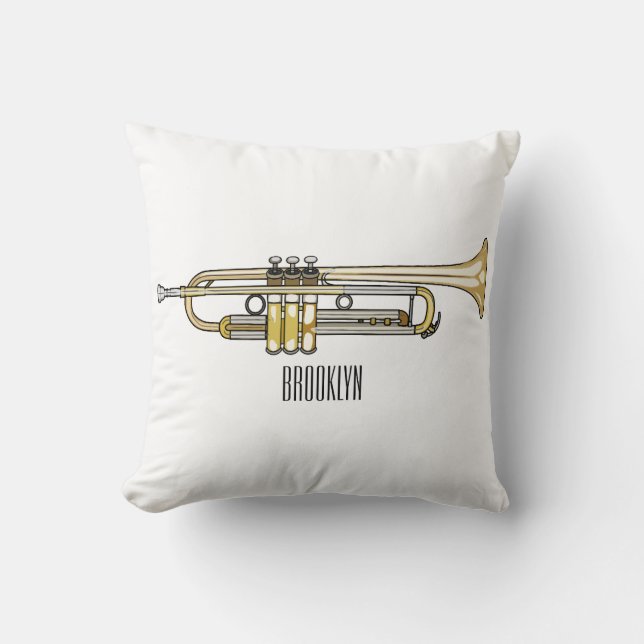 Trumpet tecknad illustration kudde (Framsida)