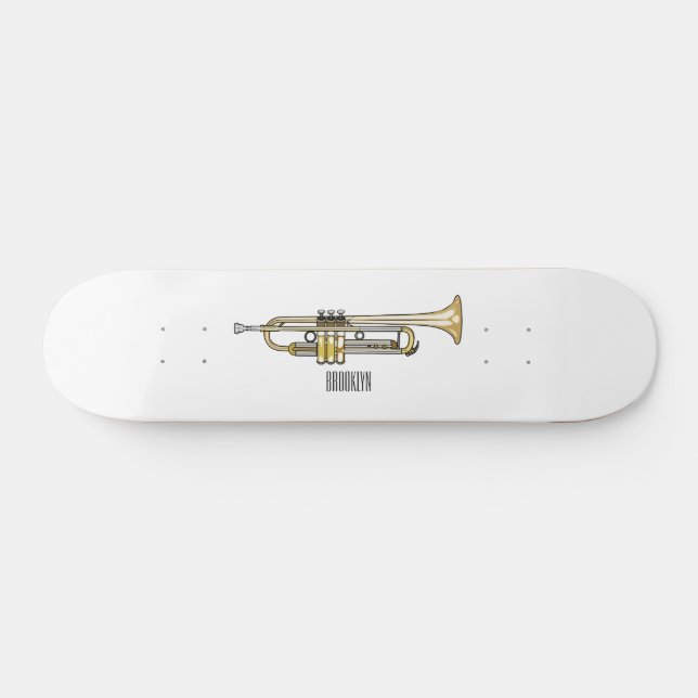 Trumpet tecknad illustration mini skateboard bräda 18,5 cm (Horz)