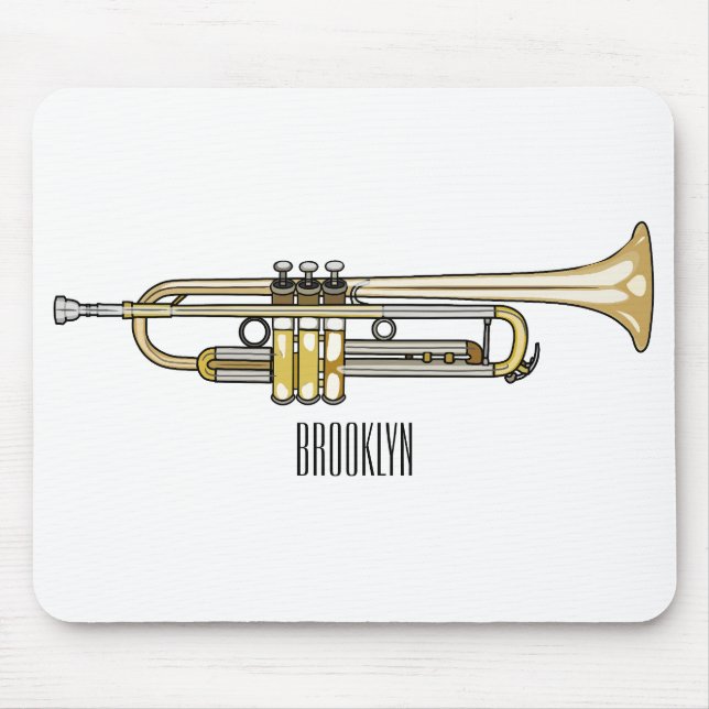 Trumpet tecknad illustration musmatta (Framsidan)