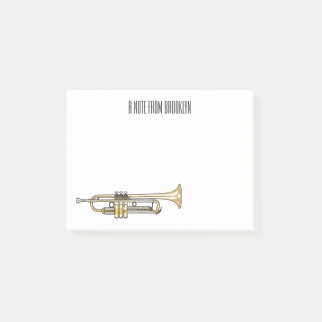 Trumpet tecknad illustration post-it block (Framsida)