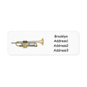 Trumpet tecknad illustration returadress etikett