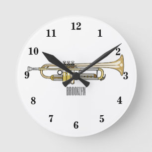 Trumpet tecknad illustration rund klocka