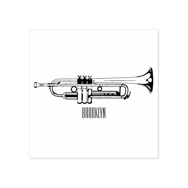 Trumpet tecknad illustration stämpel (Tryck)
