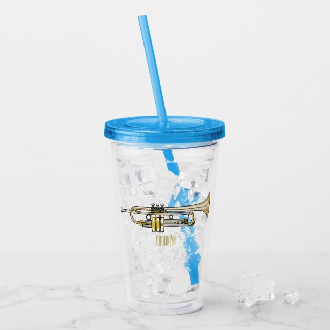Trumpet tecknad illustration take away mugg (Framsida Ice)