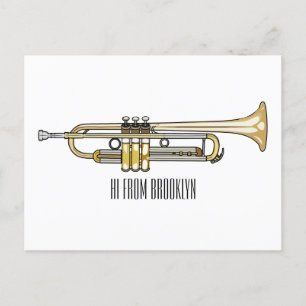 Trumpet tecknad illustration vykort