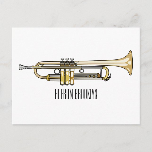 Trumpet tecknad illustration vykort (Framsida)