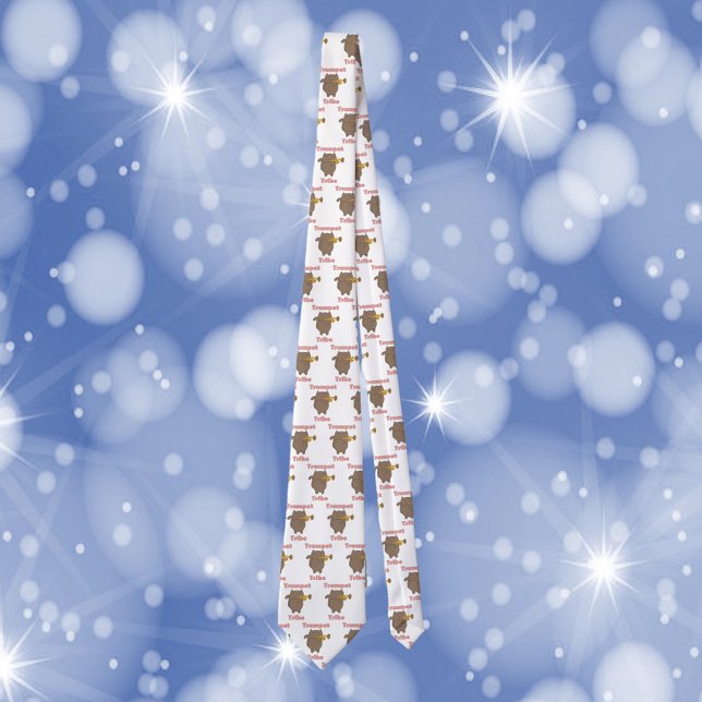 Trumpet Tribe Kattmusik Slips (A tie featuring a trumpet playing cat and the words trumpet tribe)