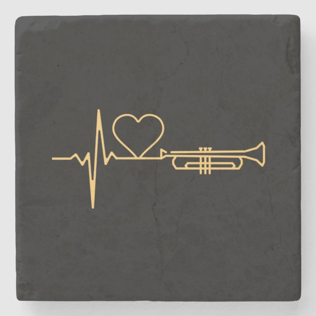 Trumpet - Trumpet Heartslag Gift Stenunderlägg (Framsidan)