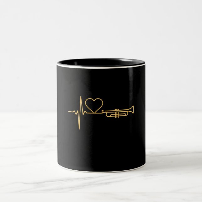 Trumpet - Trumpet Heartslag Gift Två-Tonad Mugg (Center)