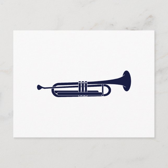 Trumpet Vågrät Solid Blue Musician Graphic Vykort (Framsida)