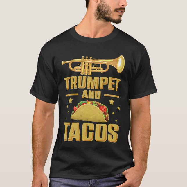 Trumpet Valve Caps och Tacos Trumpet Mouthbit T Shirt (Framsida)