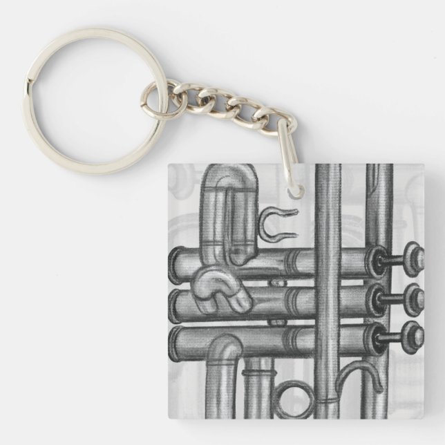 Trumpet Valves in Charcol Monogram Music Keychain (Framsidan)