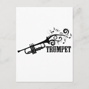 Trumpet Vector med snurrar Vykort