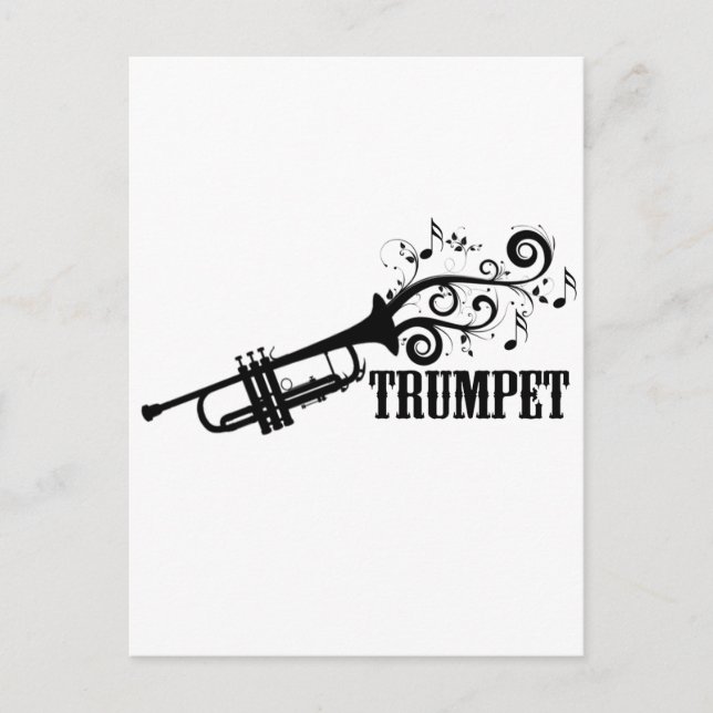 Trumpet Vector med snurrar Vykort (Framsida)