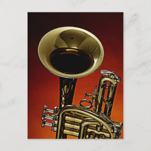 Trumpet vykort med en trumpet förgrund