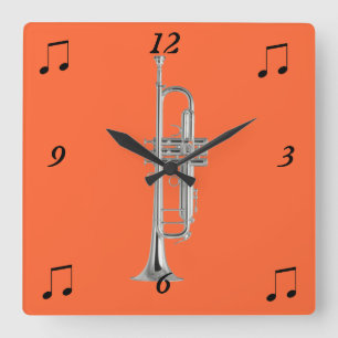Trumpet Wall Clock Fyrkantig Klocka