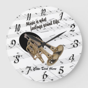 Trumpet What Feelings Ljud like Round Wall Clock Stor Klocka