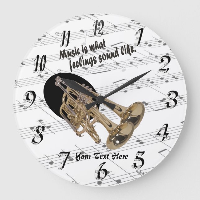 Trumpet What Feelings Ljud like Round Wall Clock Stor Klocka (Framsida)