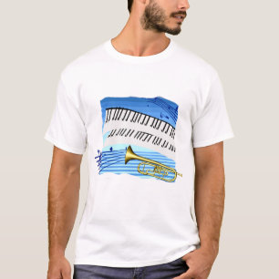 Trumpeta och tangentbord, grafisk musik för tee shirt