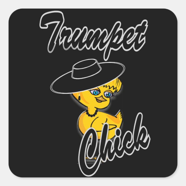 Trumpetchick #4 fyrkantigt klistermärke (Framsida)