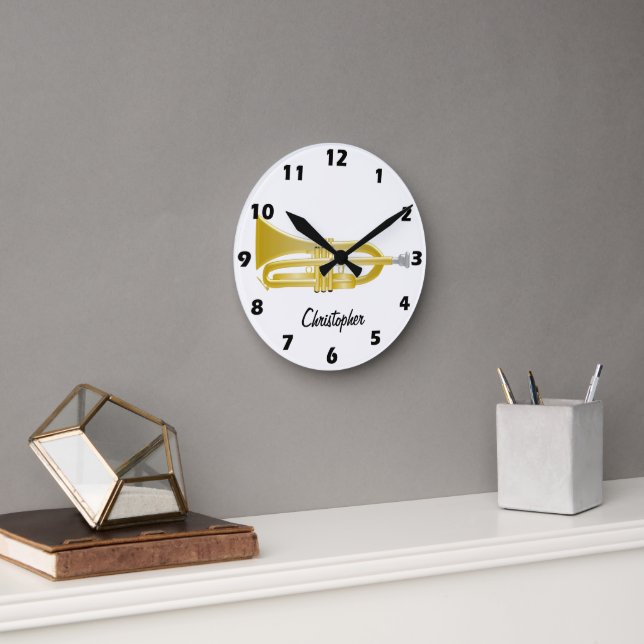 Trumpetdesign Personlig Rund Klocka (Kontor)