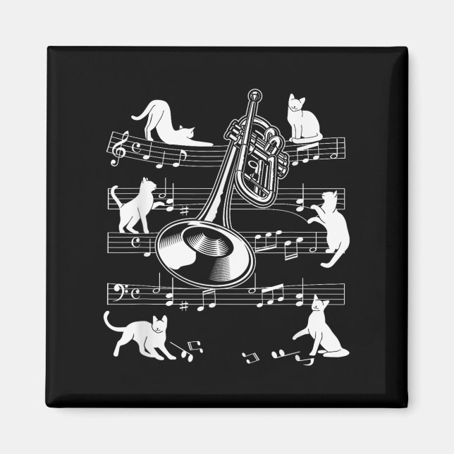 Trumpeter Cats For Cat Loving Trumpet Player  Magnet (Framsidan)
