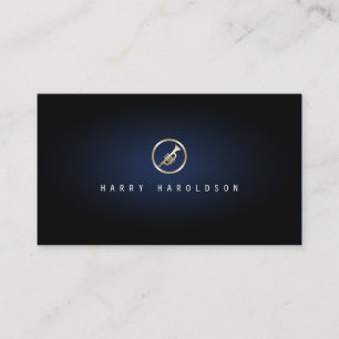 Trumpeter Elegant Guld Trumpet Icon Blue Glow Visitkort