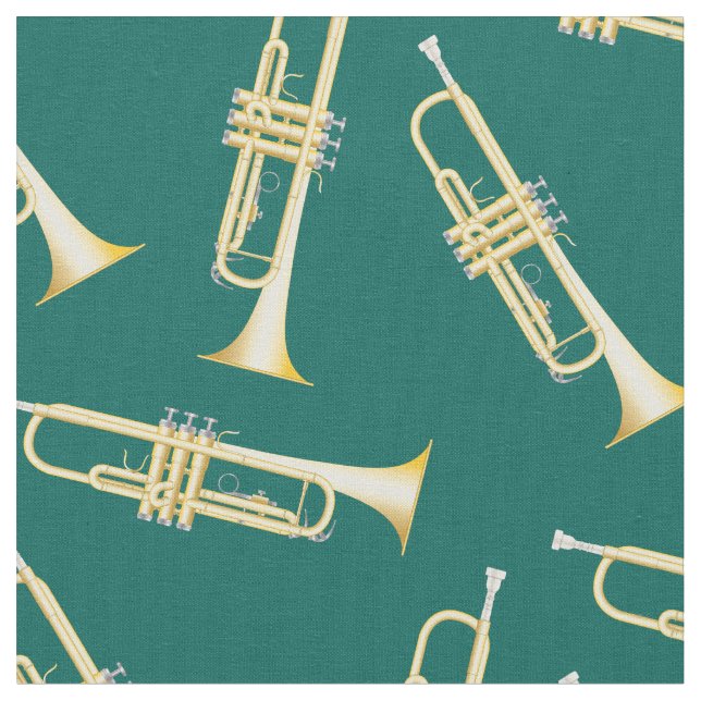 Trumpeter Musik Musiker Rumsdekor Teal Tyg (Närbild)