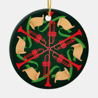 Trumpeter och rosett band julgransprydnad keramik