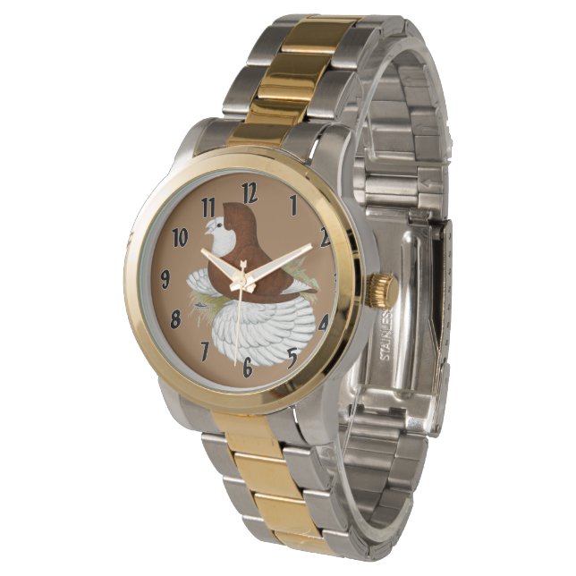 Trumpeter Pigeon Red Baldhead Armbandsur (Vinklad)