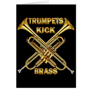 Trumpeter sparkar mässing hälsningskort