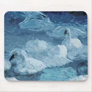 Trumpeter Svanar i Winter Abstrakt Impressionism Musmatta