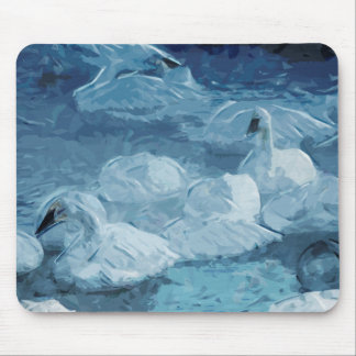 Trumpeter Svanar i Winter Abstrakt Impressionism Musmatta