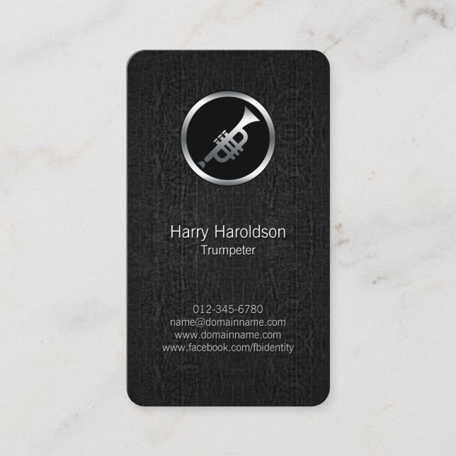 Trumpeter Trumpet Icon Grunge BusinessCard Visitkort (Framsida)