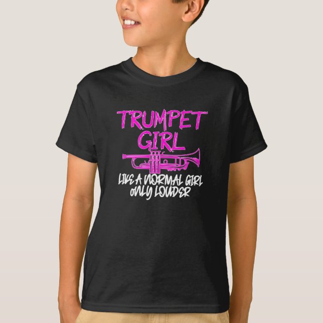 Trumpetflicka som en vanlig flicka t shirt (Framsida)