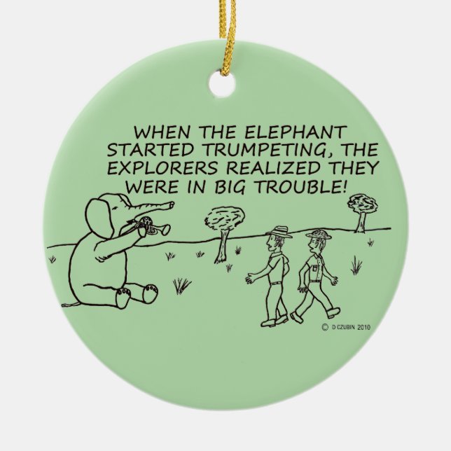 Trumpeting Elephant Julgransprydnad Keramik (Framsidan)