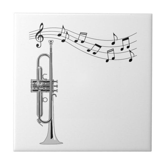 Trumpetmusiker med Musik noter Kakelplatta (Framsidan)