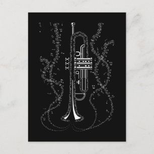Trumpetmusiknoter Instrument Musiker Trumpetare Vykort