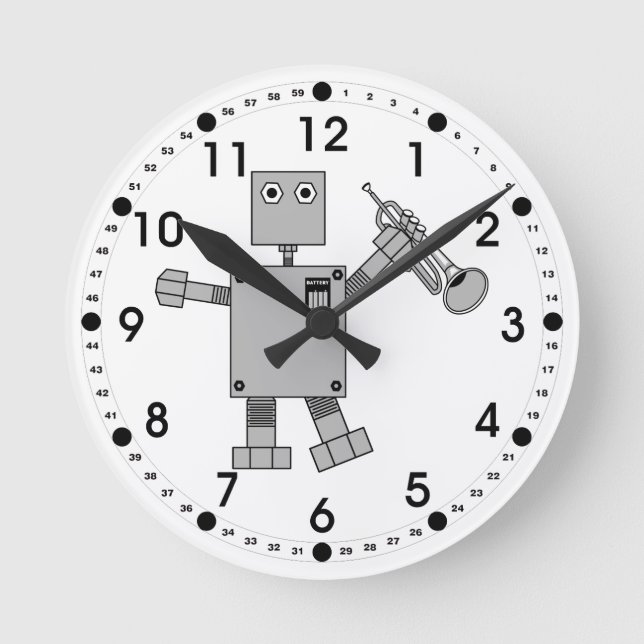 Trumpetrobot Rund Klocka (Framsida)