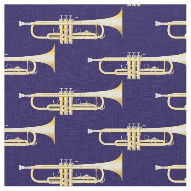 Trumpets Music Musician Room Decor Blue Tyg (Närbild)