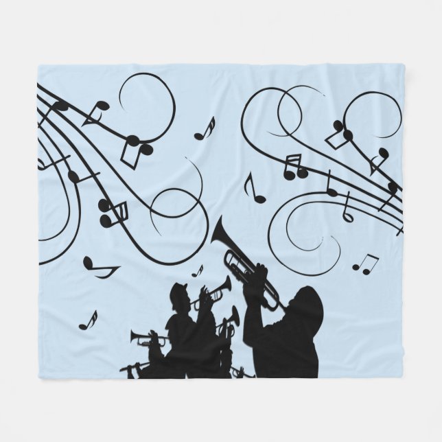 Trumpetsektion Blå musik Fleecefilt (Framsidan (Horisontell))