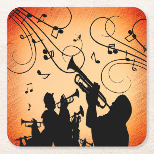 Trumpetsektion Jazzmusik Orange Rost Underlägg Papper Kvadrat