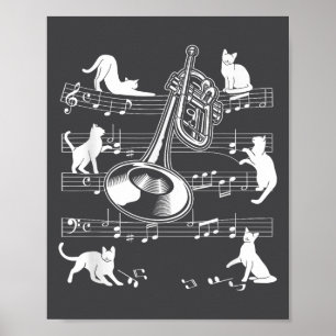 Trumpetspelande katter för kattälskande trumpetare poster