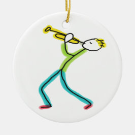 Trumpetspelande Stickman Julgransprydnad Keramik